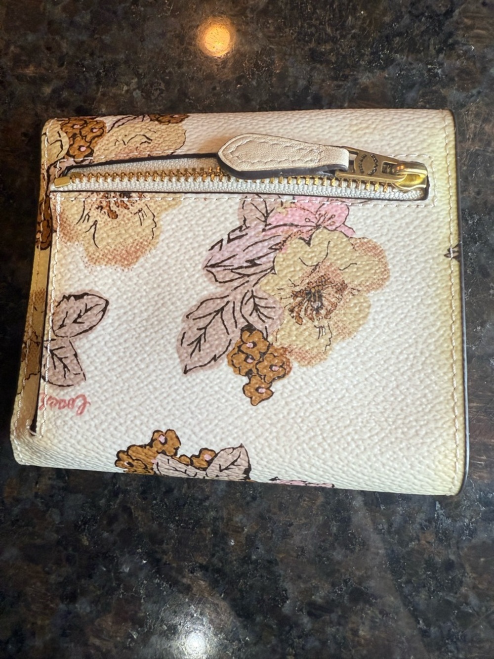 Coach Floral Envelope Trifold Wallet - Cream/Pink - Picture 6 of 15